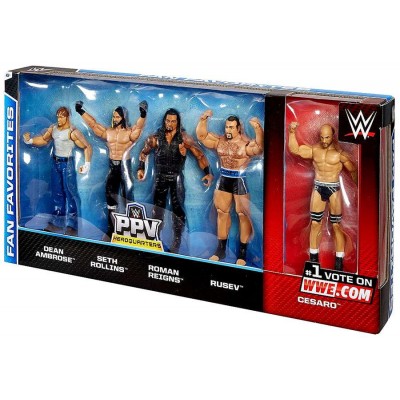 WWE Fan Favorites Action Figure 5-Pack Dean Ambrose, Seth Rollins, Roman Reigns, Rusev & Cesaro   